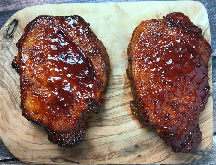 Instant Pot pork chops with barbecue sauce browned in broiler and cooked to perfection
