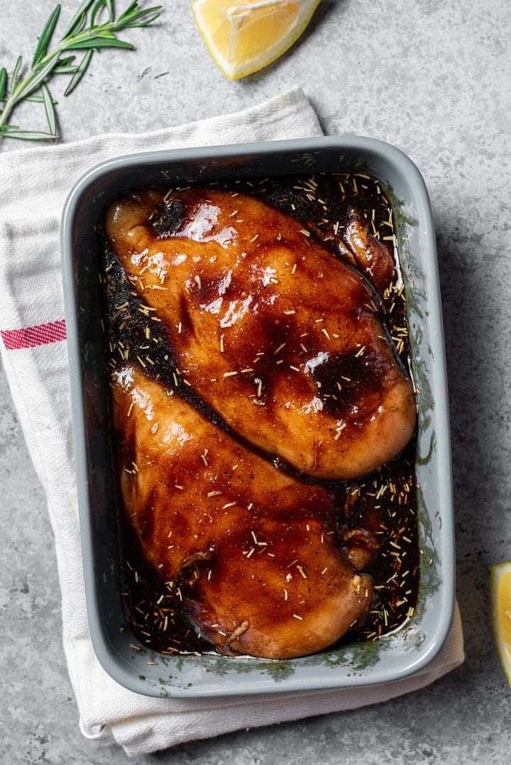 marinating boneless, skinless chicken breasts to be made in an air fryer