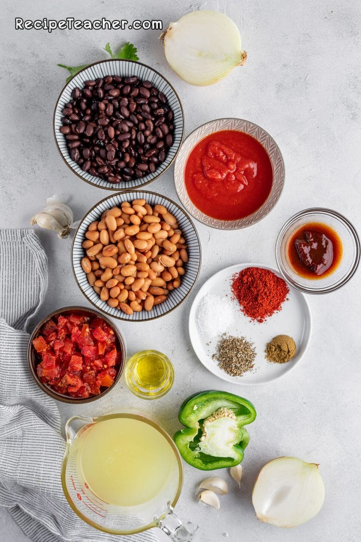 Ingredients for unbelievable Instant Pot vegetarian chili