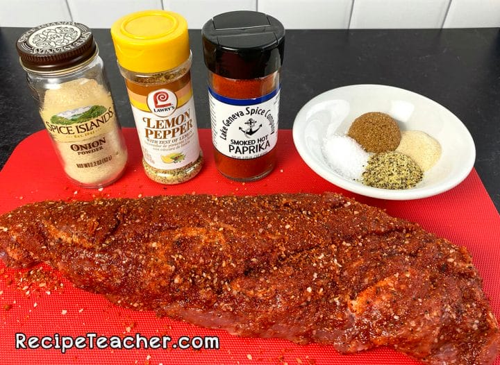 All the ingredients for air fryer sweet and spicy pork tenderloin.