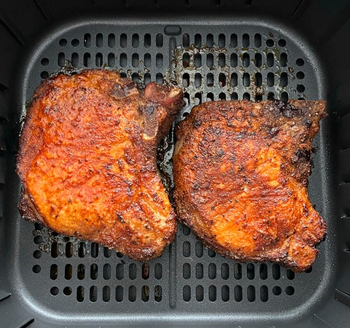 Southwestern pork chops in an air fryer