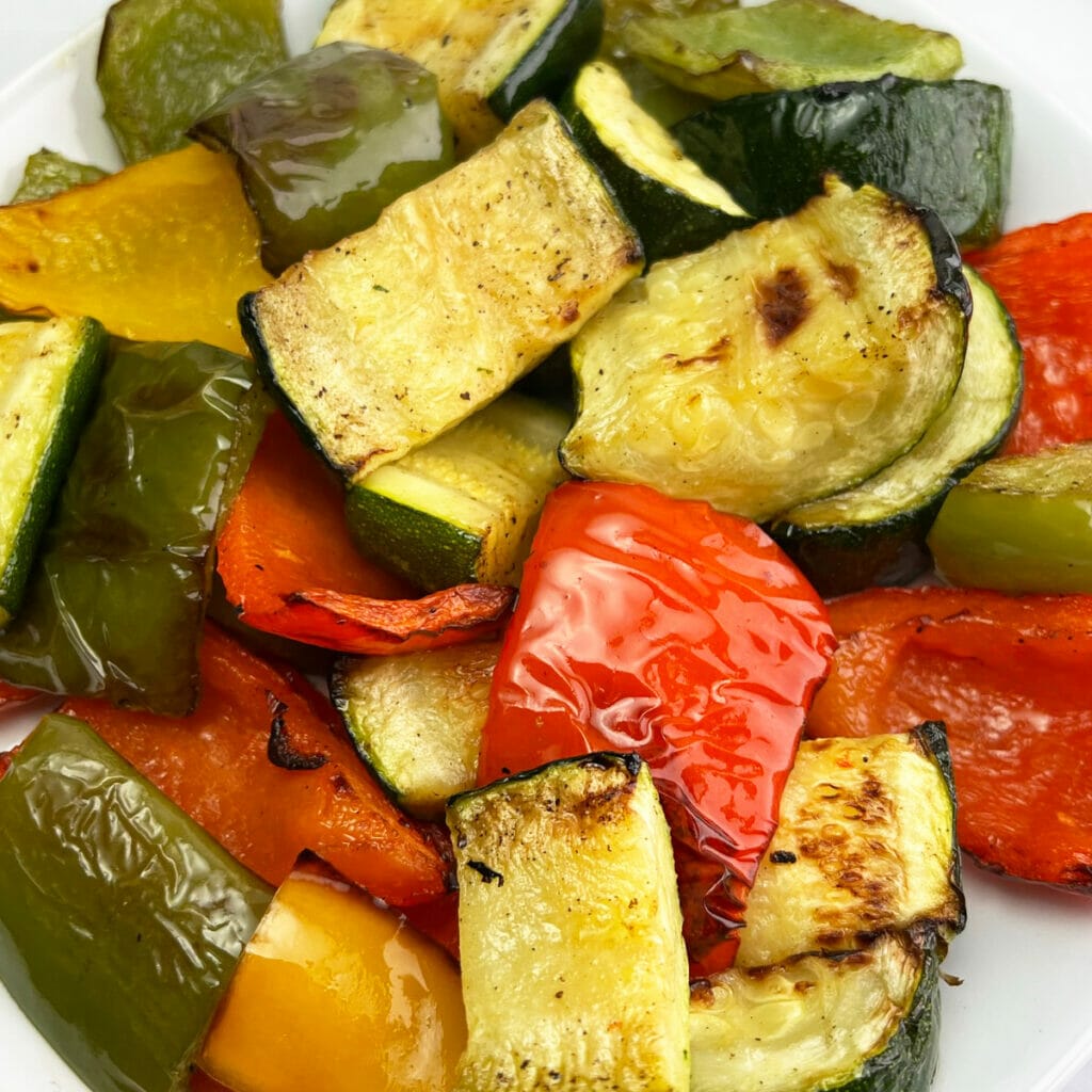 Air Fryer Roasted Zucchini and Peppers - RecipeTeacher