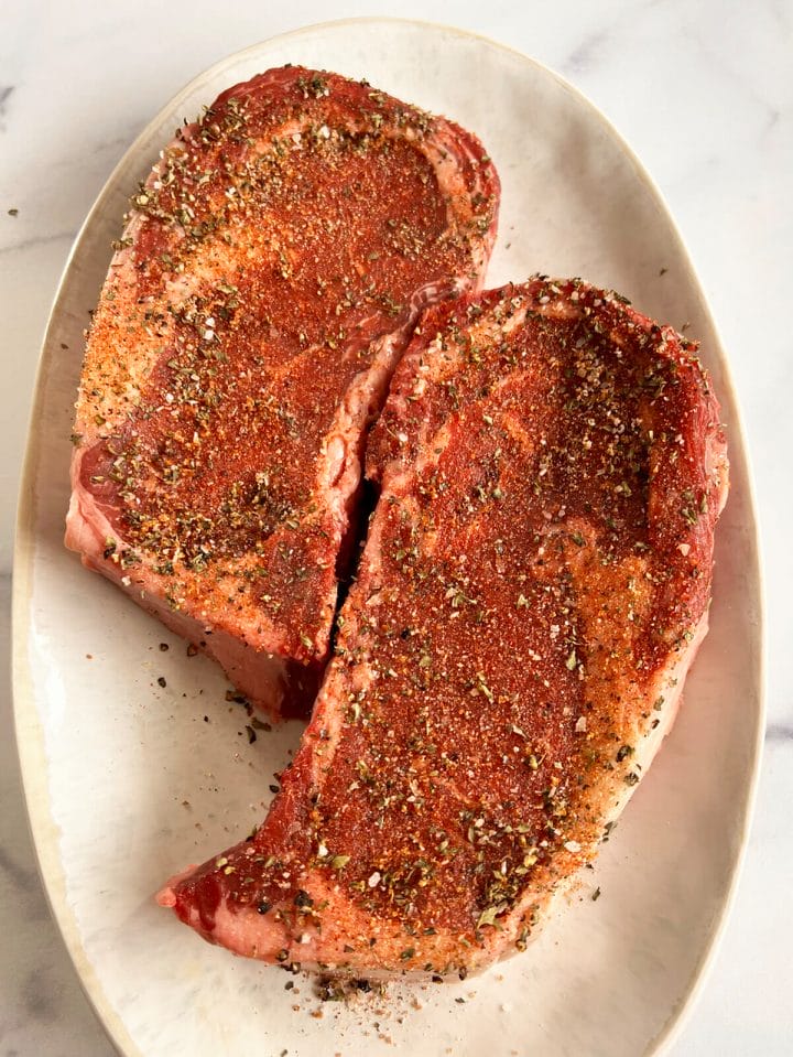 Recipe for air fryer ribeye steak.