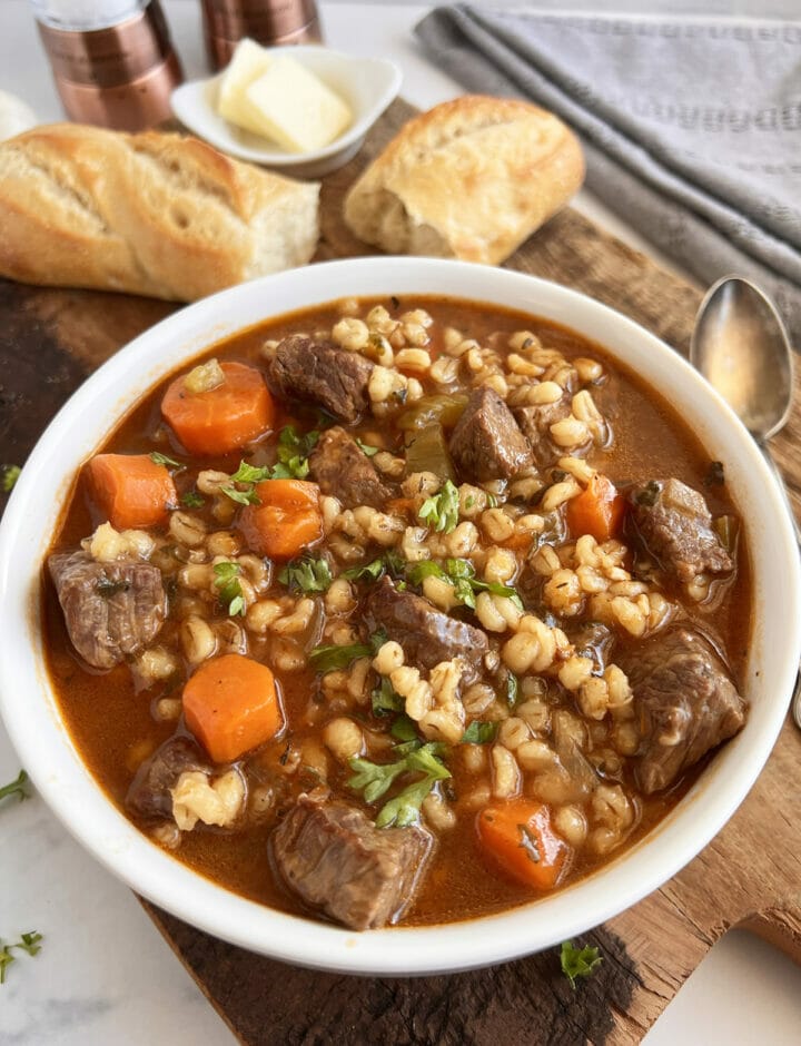 Quick and Hearty Instant Pot Beef Barley Soup - RecipeTeacher