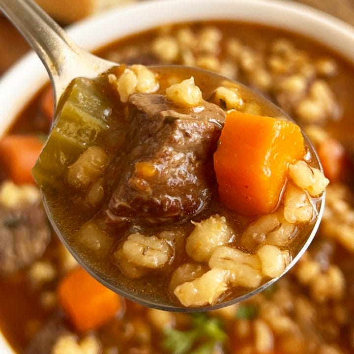 Instant Pot beef and barley soup