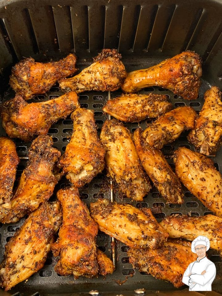 A plate of air fryer chicken wings. 