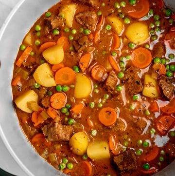 a pot of homemade beef stew.